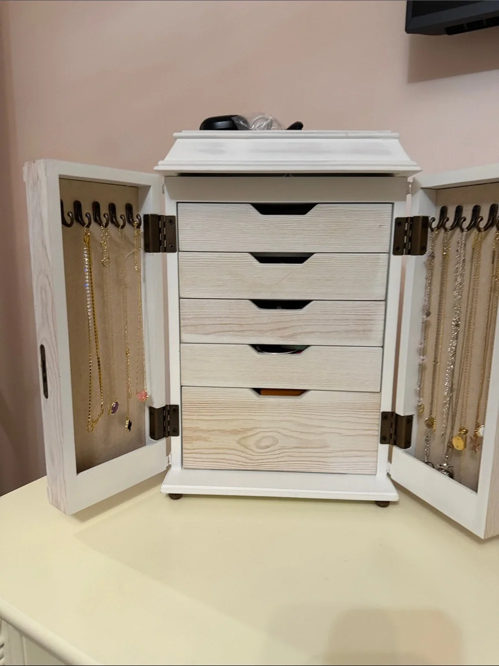 Pottery Barn White Wood Jewelry Cabinet Armoire - Classic Storage